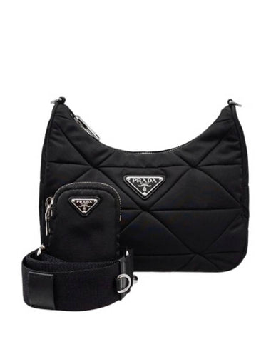 1BC151 Black Re Nylon Padding Quilting Hobo Shoulder Cross Bag - PRADA - BALAAN 1