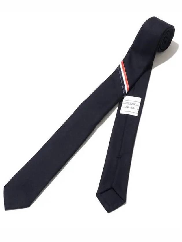 Three Stripes Classic RWB Selvedge Super 120 Count Wool Tie Navy - THOM BROWNE - BALAAN 4