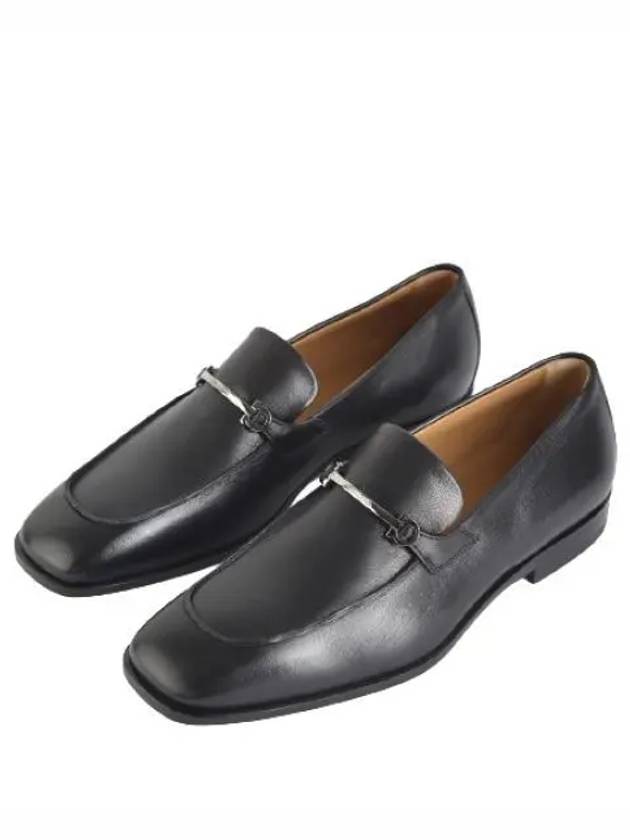 Moccasin Gancini Ornament Leather Loafers Black - SALVATORE FERRAGAMO - BALAAN 2