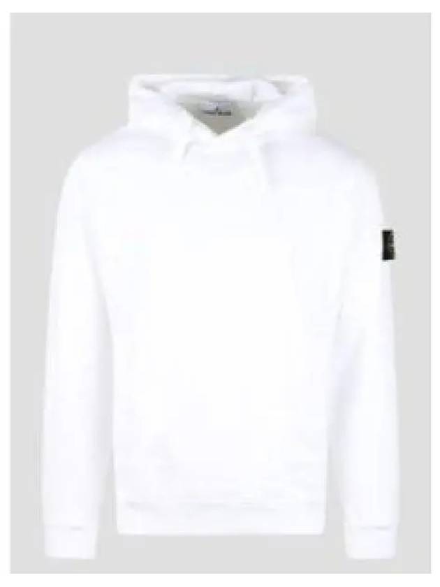 Wappen Patch Brushed Cotton Fleece Hoodie White - STONE ISLAND - BALAAN 2