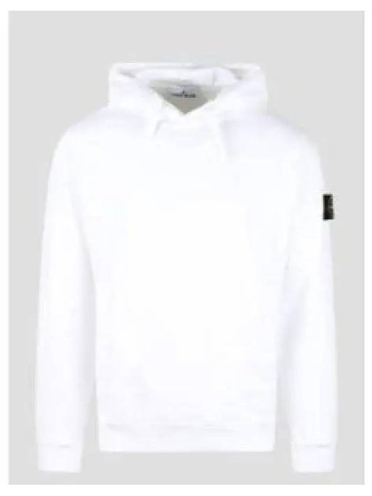 Wappen Patch Brushed Cotton Fleece Hoodie White - STONE ISLAND - BALAAN 2