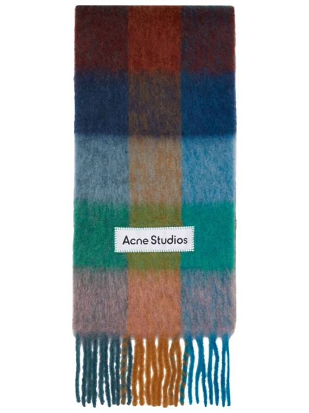 Check Mohair Muffler Turquoise Camel Blue - ACNE STUDIOS - BALAAN 2