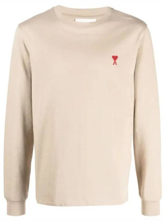 Small Heart Logo Sweatshirt Beige - AMI - BALAAN 1