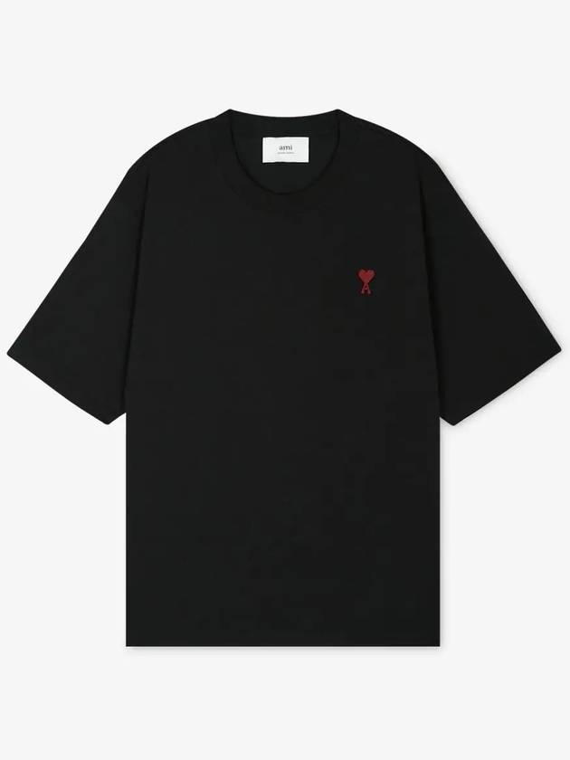 Small Heart Logo Boxy Fit Short Sleeve T-Shirt Black - AMI - BALAAN 3