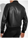 Grained Leather Two Way Zip Up Bomber Jacket Black - TOM FORD - BALAAN 3