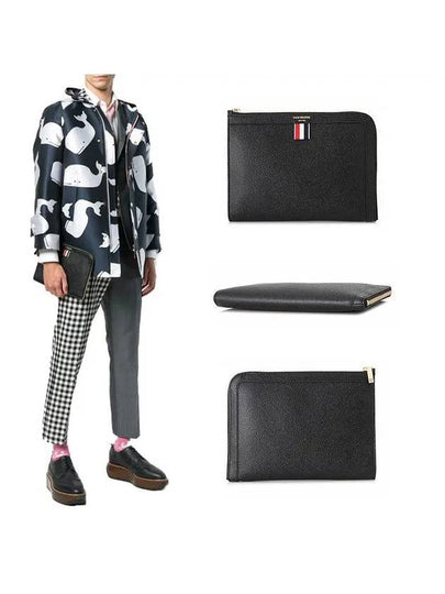 Pebble Minifolio Clutch Bag Black - THOM BROWNE - BALAAN 2