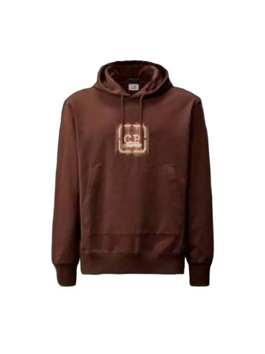 Metropolis Series Logo Print Fleece Hoodie Rum Raisin Red - CP COMPANY - BALAAN 1