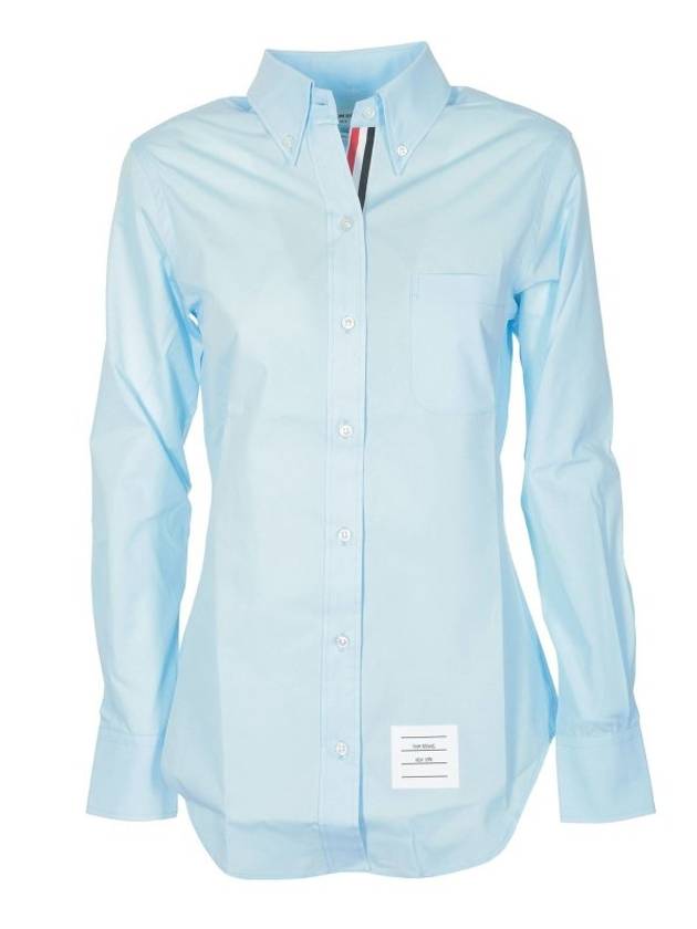 Logo Patch Cotton Shirt Light Blue - THOM BROWNE - BALAAN 2