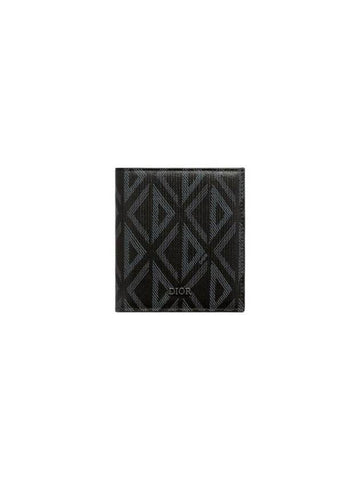 Vertical CD Diamond Canvas Half Wallet Black - DIOR - BALAAN 1