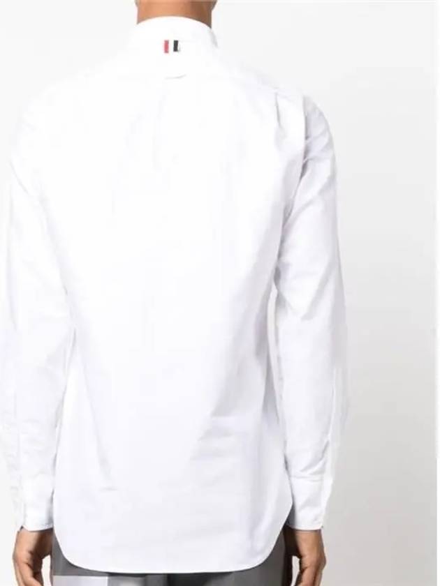 Men's Logo Patch Classic Cotton Long-Sleeve Shirt White - THOM BROWNE - BALAAN 5