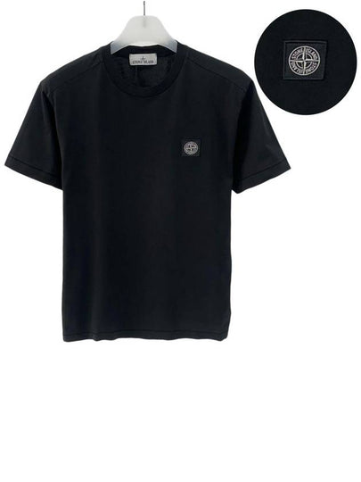 Slimfit Cotton Jersey Short Sleeve T-shirt Black - STONE ISLAND - BALAAN 2