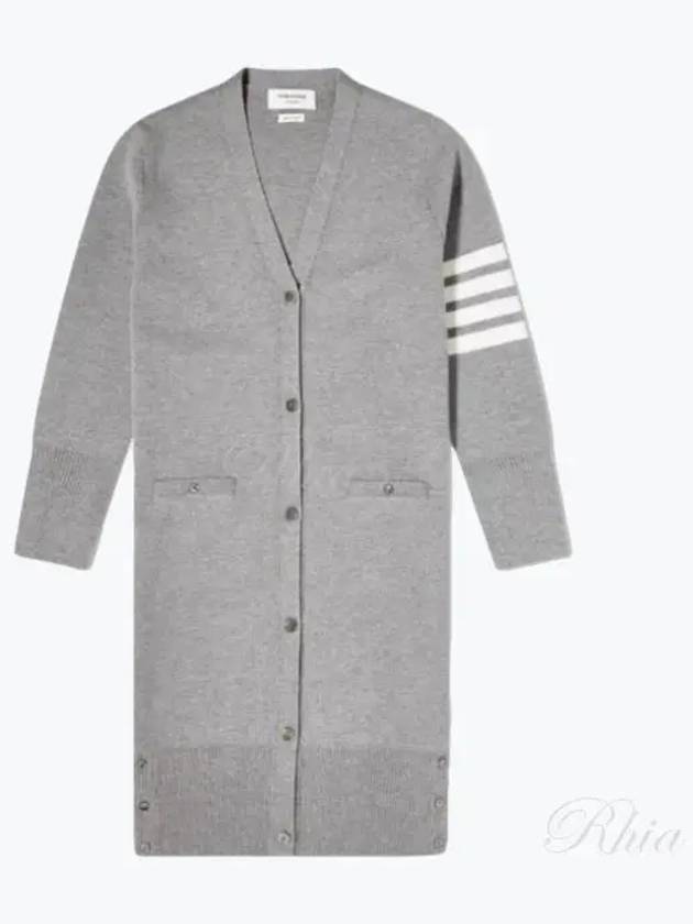 Milano Fine Merino Cardigan Light Grey - THOM BROWNE - BALAAN 2