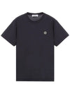 Logo Patch Short Sleeves T-Shirt Navy - STONE ISLAND - BALAAN 2