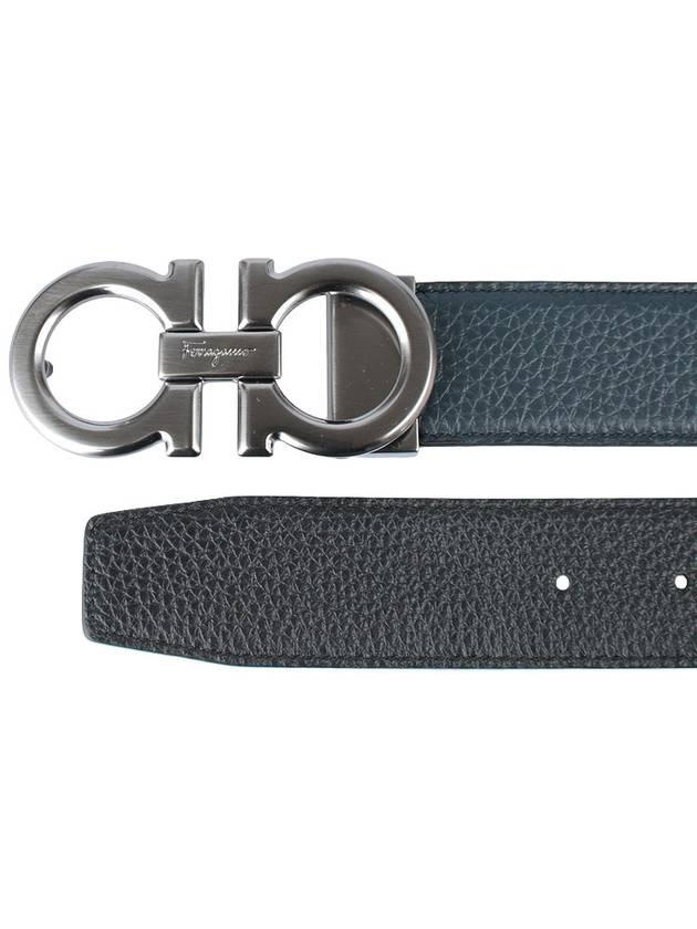 Reversible Adjustable Gancini Belt Black - SALVATORE FERRAGAMO - 4