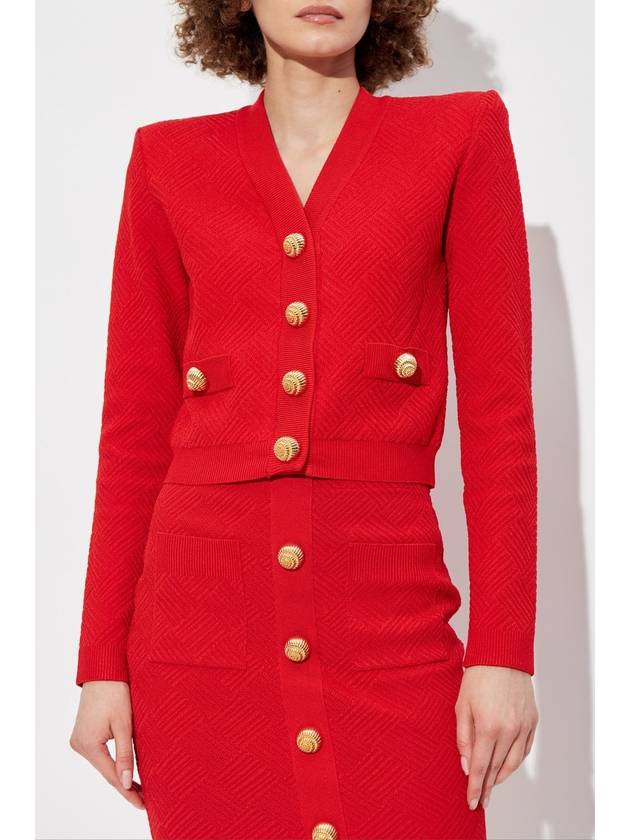 Balmain Snap Button Cardigan, Women's, Red - BALMAIN - BALAAN 3