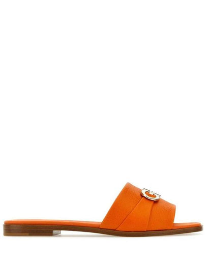 Gancini Leather Slippers Orange - SALVATORE FERRAGAMO - BALAAN 2