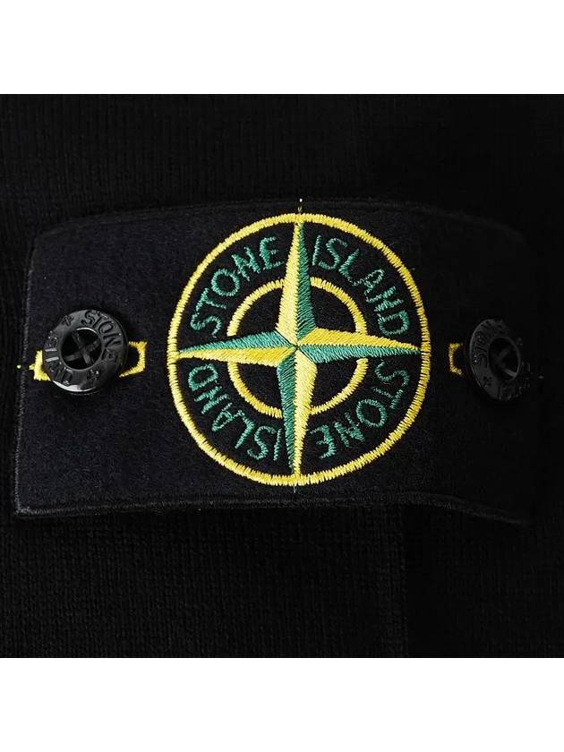 Logo Patch Crewneck Virgin Wool Knit Top Black - STONE ISLAND - BALAAN 5