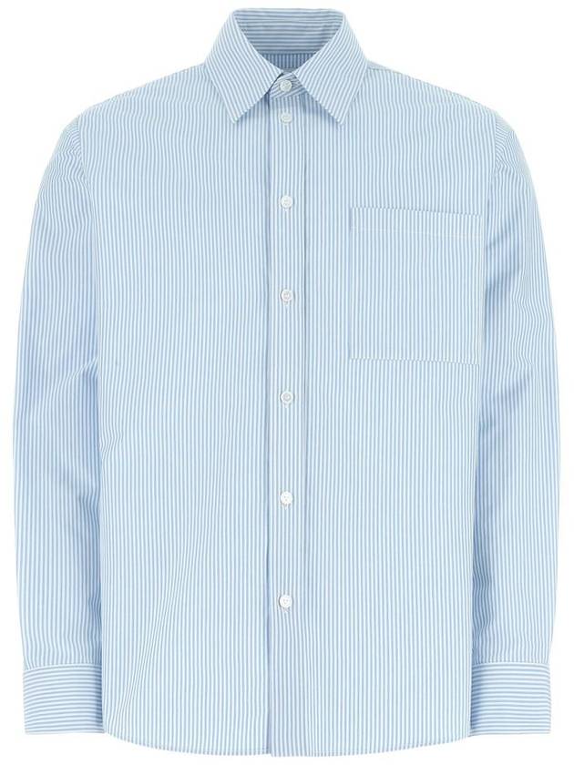 Women's Pinstripe Compact Cotton Shirt Pale Blue - BOTTEGA VENETA - BALAAN 2