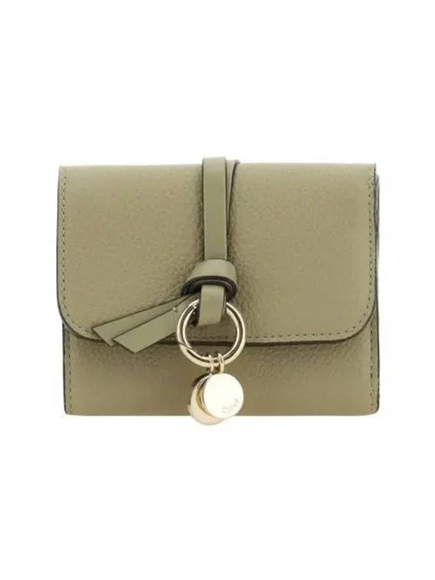 Alphabet Grain Leather Flap Small Half Wallet Green - CHLOE - BALAAN 2