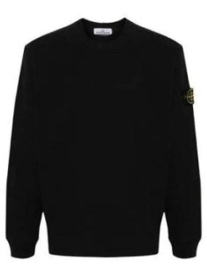 Compass Badge Crew Neck Ribbed Cotton Knit Top Black - STONE ISLAND - BALAAN 2