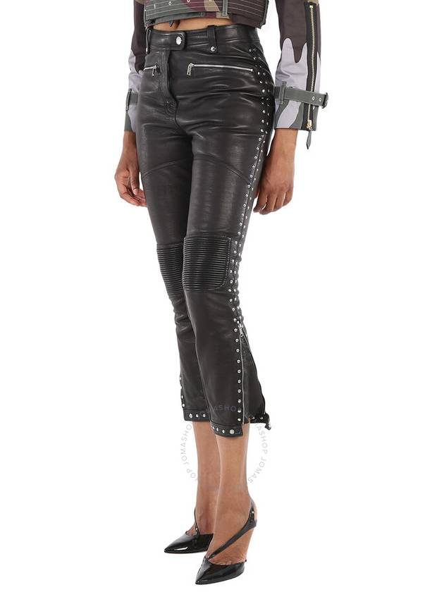 Studded Leather Zip Dale Straight Pants Black - BURBERRY - BALAAN 4