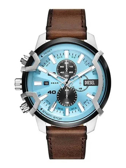 Griffed Chronograph Leather Strap Watch Blue - DIESEL - BALAAN 2