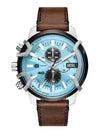 Griffed Chronograph Leather Strap Watch Blue - DIESEL - BALAAN 3