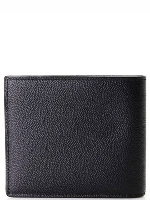 Classic Logo Textured Leather Half Wallet Black - SAINT LAURENT - BALAAN 4