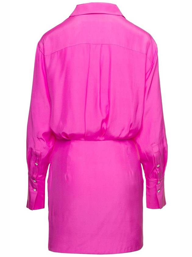 'Naha' Draped Shirt Mini Hot Pink Dress In Silk Woman Gauge81 - GAUGE81 - BALAAN 2