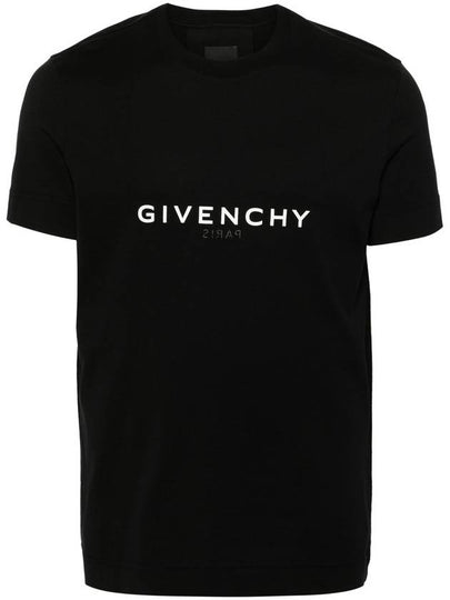 Men's Reverse Logo Round Slim Short Sleeve T-Shirt Black - GIVENCHY - BALAAN 2