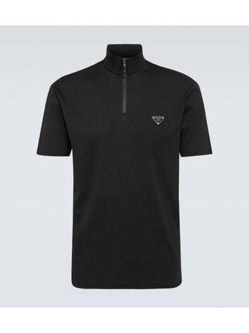 pique quarter zip t shirt - PRADA - BALAAN 1