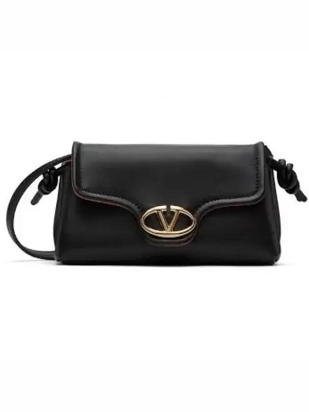 V Logo Leather Cross Bag Black - VALENTINO - BALAAN 1