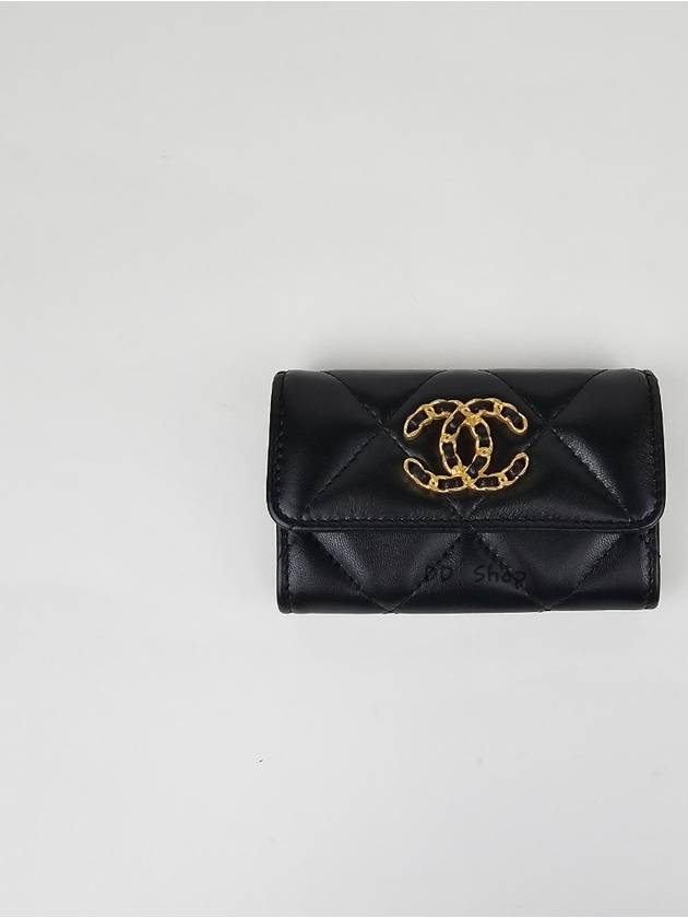 19 Gold Hardware Lambskin Flap Card Wallet Black - CHANEL - BALAAN 3