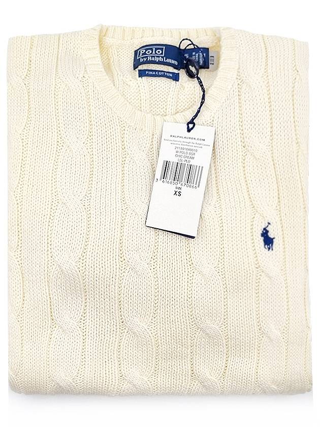 Polo Cable Knit Cotton Women's Round Neck Sweater - POLO RALPH LAUREN - BALAAN 5