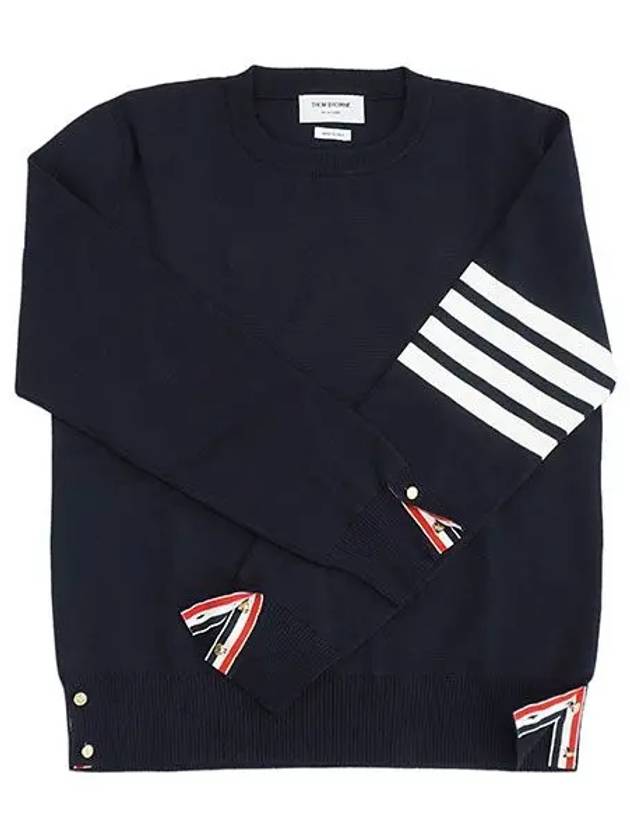 4 Bar Armband Milano Stitch Knit Top Navy - THOM BROWNE - BALAAN 2