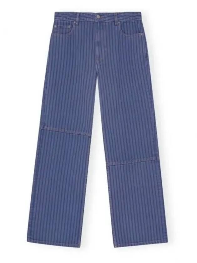 Striped Izey Straight Jeans Blue - GANNI - BALAAN 2