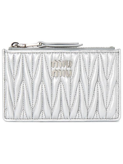 Matelasse Leather Card Wallet Silver - MIU MIU - BALAAN 2