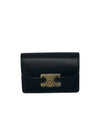 Triomphe Shiny Calfskin Flap Card Wallet Black - CELINE - BALAAN 3