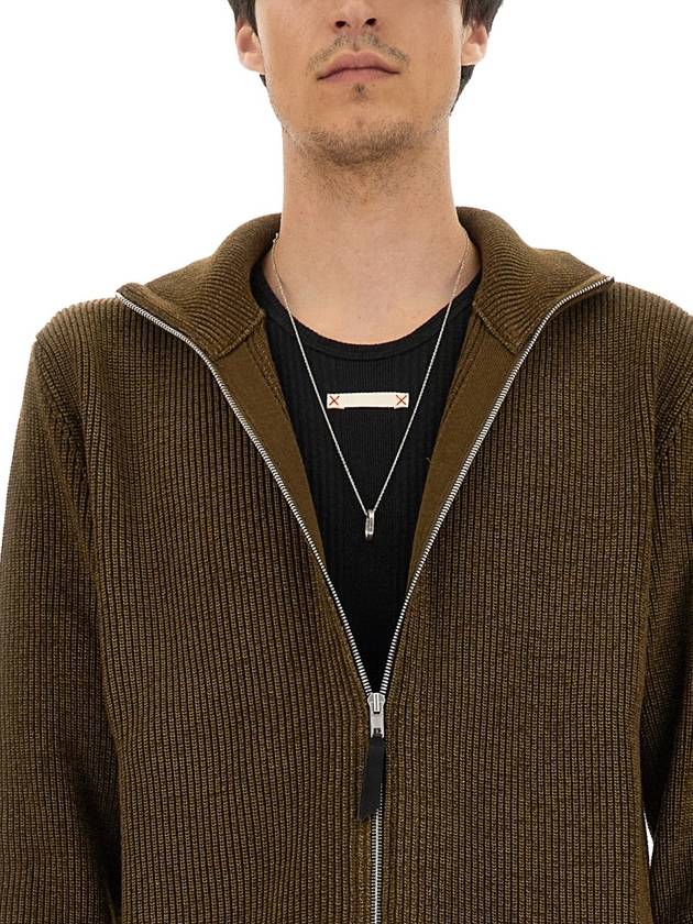 Stitch Knit High Neck Full Zip Up Cardigan Olive - MAISON MARGIELA - BALAAN 5