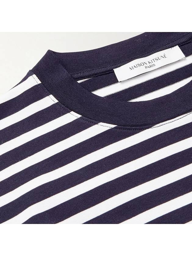 Fox Logo Stripe Long Sleeve T-Shirt Navy - MAISON KITSUNE - BALAAN 6