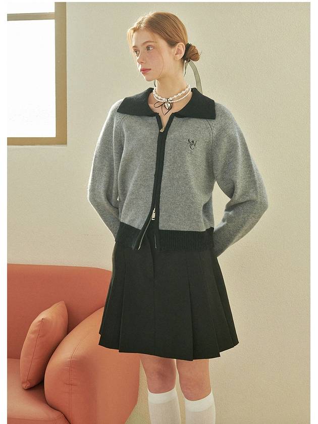 Pudding wool collar knit zipup gray - MICANE - BALAAN 5