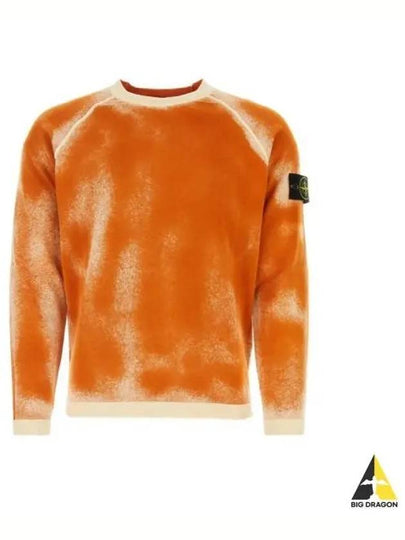 Hand Sprayed Airbrush Treatment Badge Crewneck Knit Top Orange - STONE ISLAND - BALAAN 2