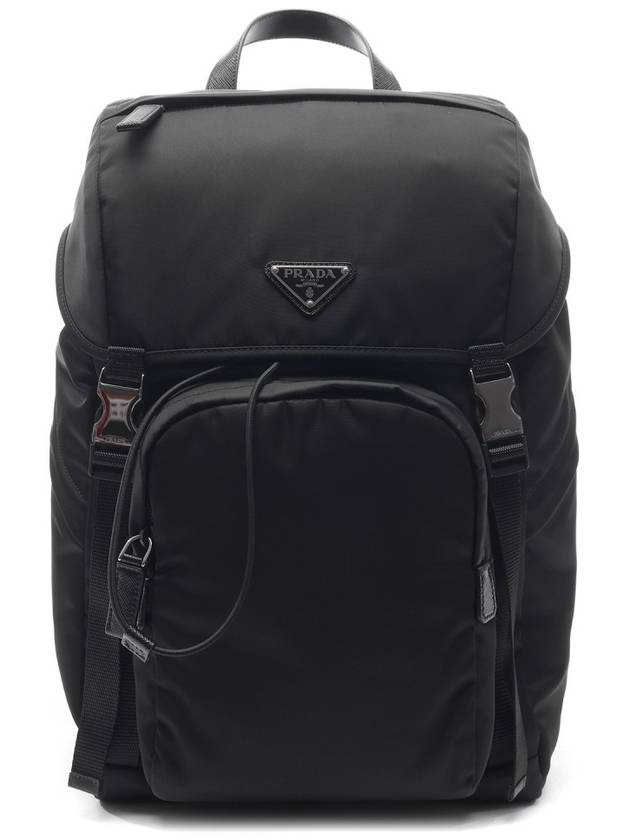 Re-Nylon Saffiano Leather Backpack Black - PRADA - BALAAN 3