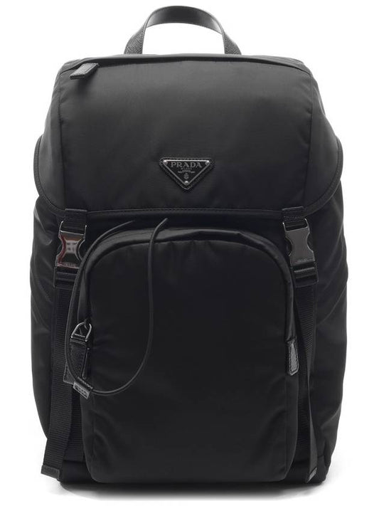 Re-Nylon Saffiano Leather Backpack Black - PRADA - BALAAN 2