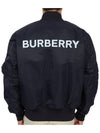 Men's Logo Print Nylon Bomber Jacket Smoke Navy - BURBERRY - BALAAN 8