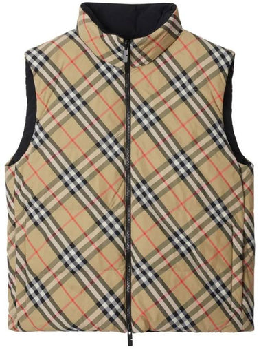 Reversible Check Padded Vest Sand - BURBERRY - BALAAN 1