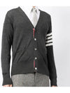 Men's Sustainable Classic Diagonal Wool Cardigan Dark Grey - THOM BROWNE - BALAAN 4