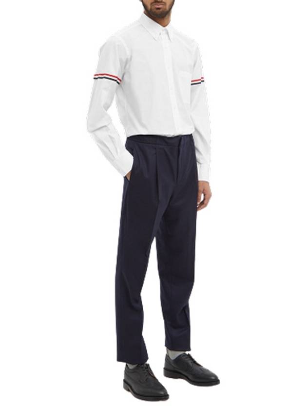 Men's Poplin Grosgrain Armband Classic Long Sleeve Shirt White - THOM BROWNE - BALAAN 7