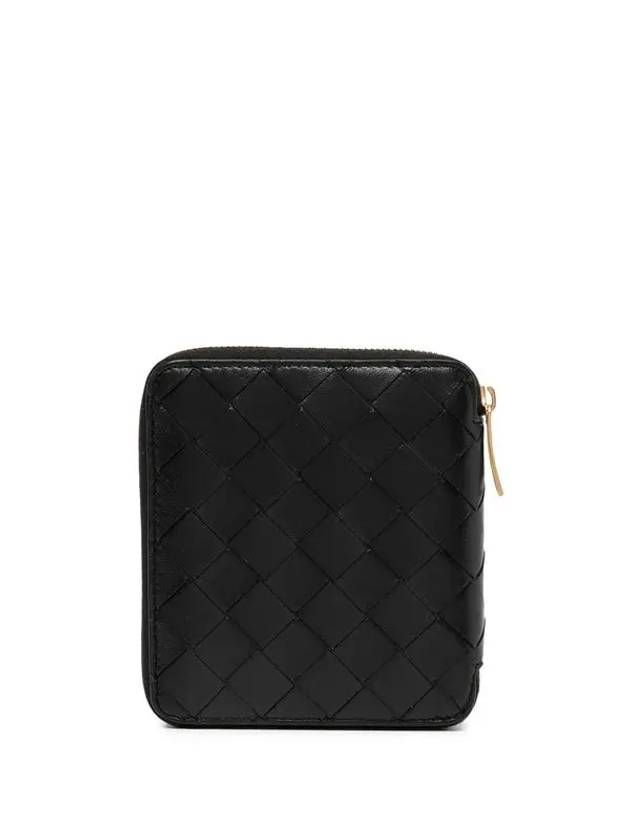 Intrecciato Zipper Around Half Wallet Black - BOTTEGA VENETA - BALAAN 5