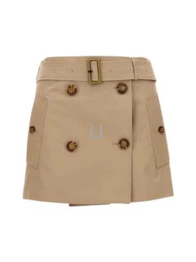 Women's Cotton Gabardine Mini Trench A-Line Skirt Beige - BURBERRY - BALAAN 2